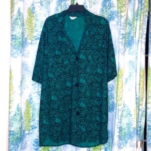 VINTAGE Teal with beautiful Rose pattern top split sides